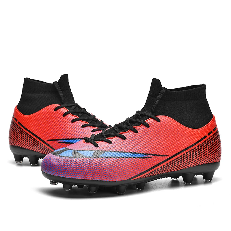 Chaussures de Football de grande taille pour hommes et enfants, chaussures professionnelles à longues pointes TF/FG, bottes de haute cheville,