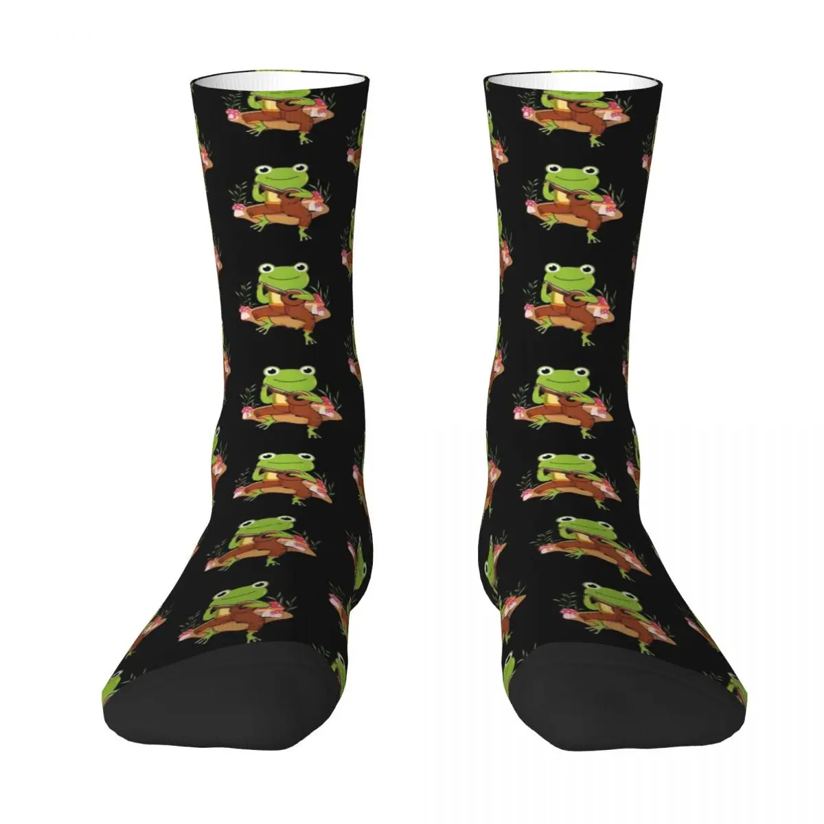 Kawaii Frog Playing Banjo Socks Fun Animal Gothic Stockings Women Warm Soft Climbing Socks Winter Design Anti Slip Socks