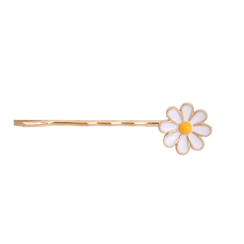 Coreano Daisy Hairpin para Meninas, Sweet Seaside Clips, Voltar Cabeça Flower Clip, Decorações de cabelo, Moda Headdress, New Headwear, 1PC