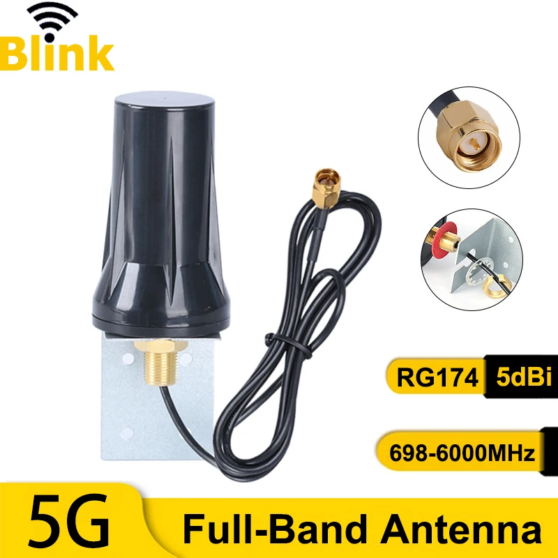 

5G 4G 3G Full Band Outdoor Waterproof Antenna 698-6000MH Omni Signal Booster Amplifier SMA Male for Cabinet/Charging Pile 3meter