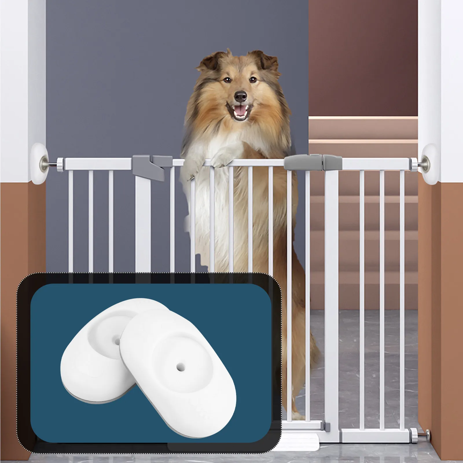 

2Pcs Door Fence Wall Protectors Heavy Duty Door Fence Fixators for Baby Pet Safety Non-Slip Bottom Compact Design Easy Install