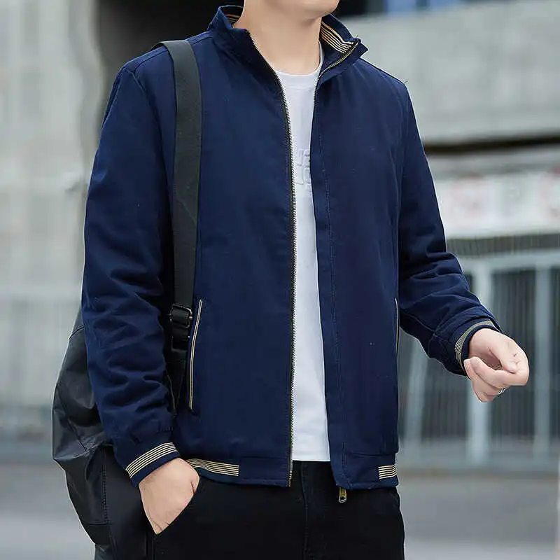 

Pure Cotton Stand Collar Jaet Men's Casual Loose Baseball Top Coat Spring Autumn New Sle Faion Urban Warm Outerwear