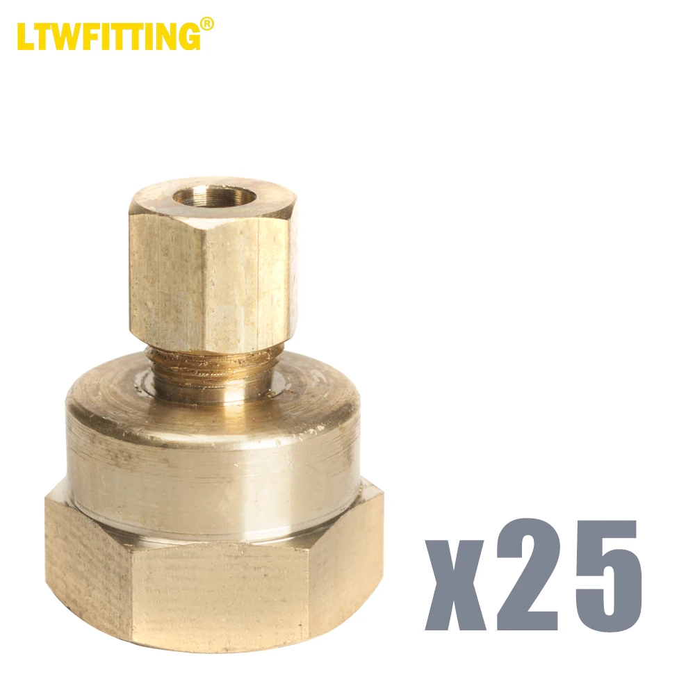 

LTWFITTING Brass 1/4-Inch OD x 1/2-Inch Female NPT Compression Connector Fitting(Pack of 25)