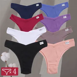 4Pcs/Set Women Cotton Lingerie Female Sexy Low Waist Panties M-XL Underwear Thongs 10 Solid Color Bikini Girls Intimates Briefs