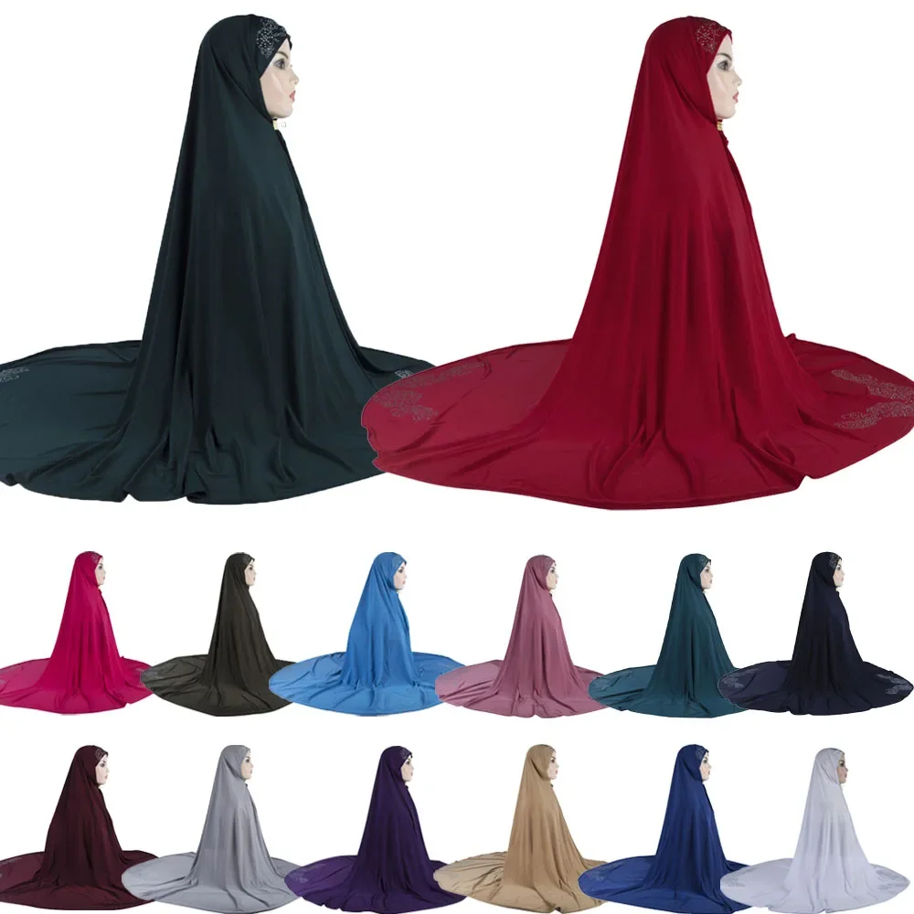 

Big Size 120*110cm Muslim Pray Hijab Amira Pull On Scarf Headscarf Large Khimar Islam Scarves Long Top Cover Turban Caps Bonnet