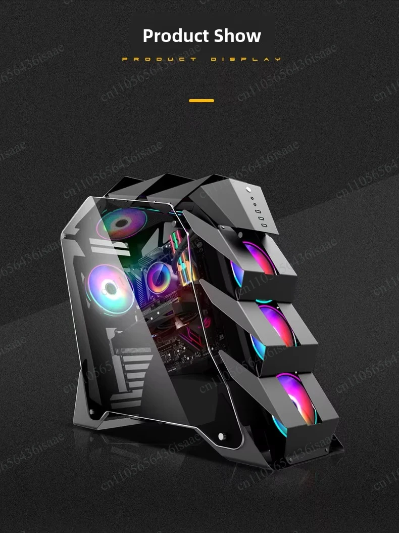 Hot Sale Gaming ATX PC Case, Tempered Glass Computer Cabinet with USB3.0 and RGB Fan, Desktop Tower Case