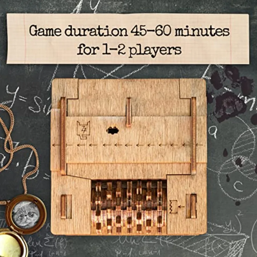 กล่องปริศนา Cluebox แมวของเชโรดิงเกอร์ เกมหนีห้อง ปริศนา 3 มิติ ทำจากไม้ สำหรับผู้ใหญ่ กล่องของขวัญสมบัติ ของเล่นฝึกสมอง ของขวัญวันเกิด