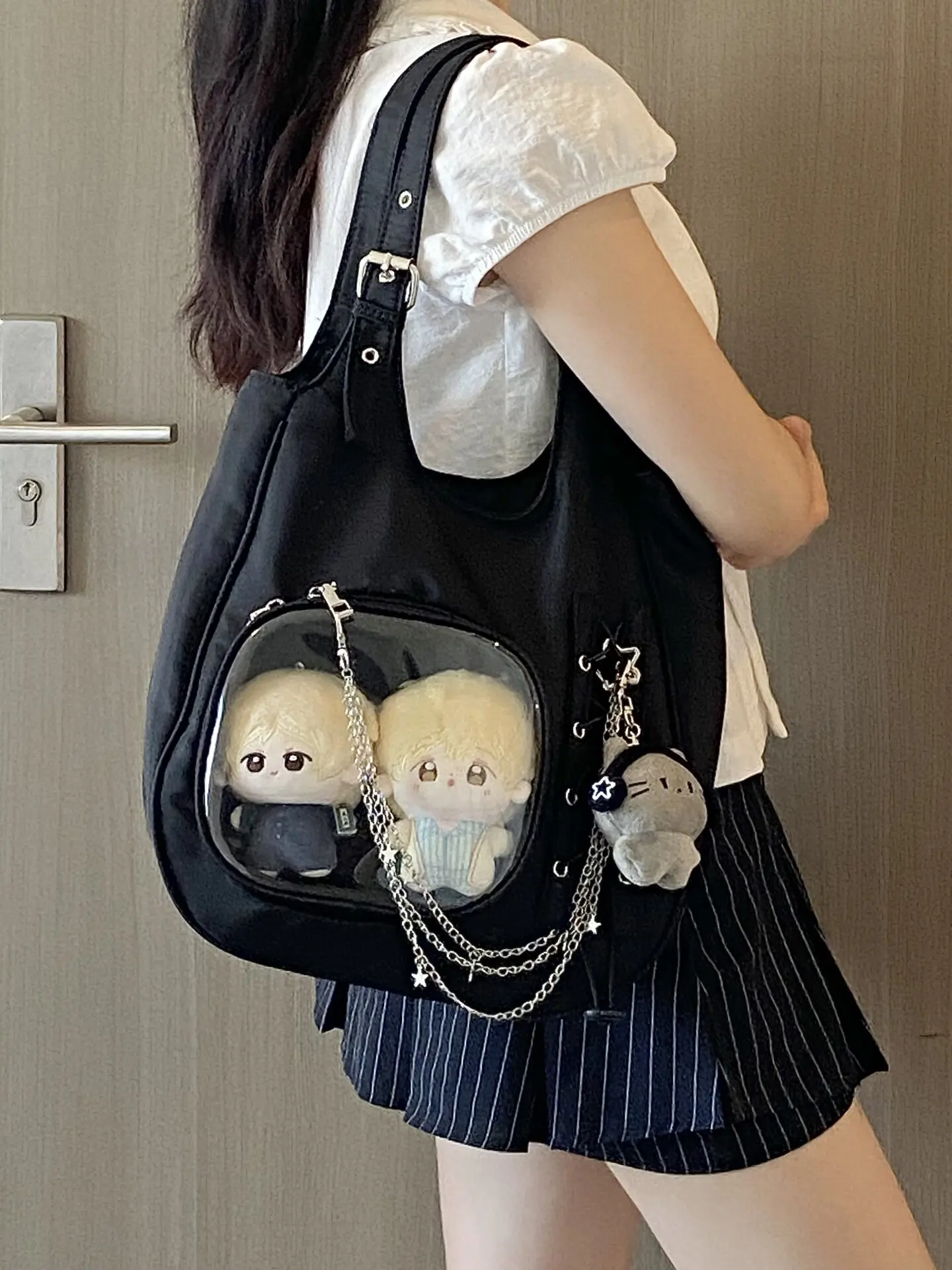 Lightweight Nylon Large Capacity Shoulder Tote Bags 10~ 15cm Transparent Baby Bag Going Out Daily Animation Lta Bag for Women