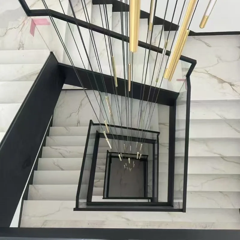 Seamless side-mounted glass aluminum groove thickened double-layer skeleton, supporting duplex villa balcony stairs