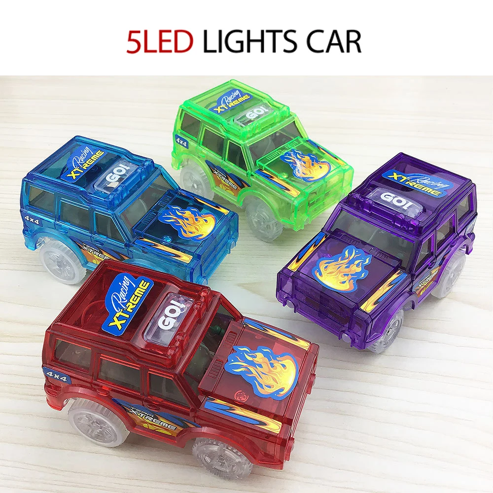 

5LED Light Electronic Color Transparent Car Track Toy Parts Track Car Children Toy Car Toy Light Bar car Toy Birthday Gift L003