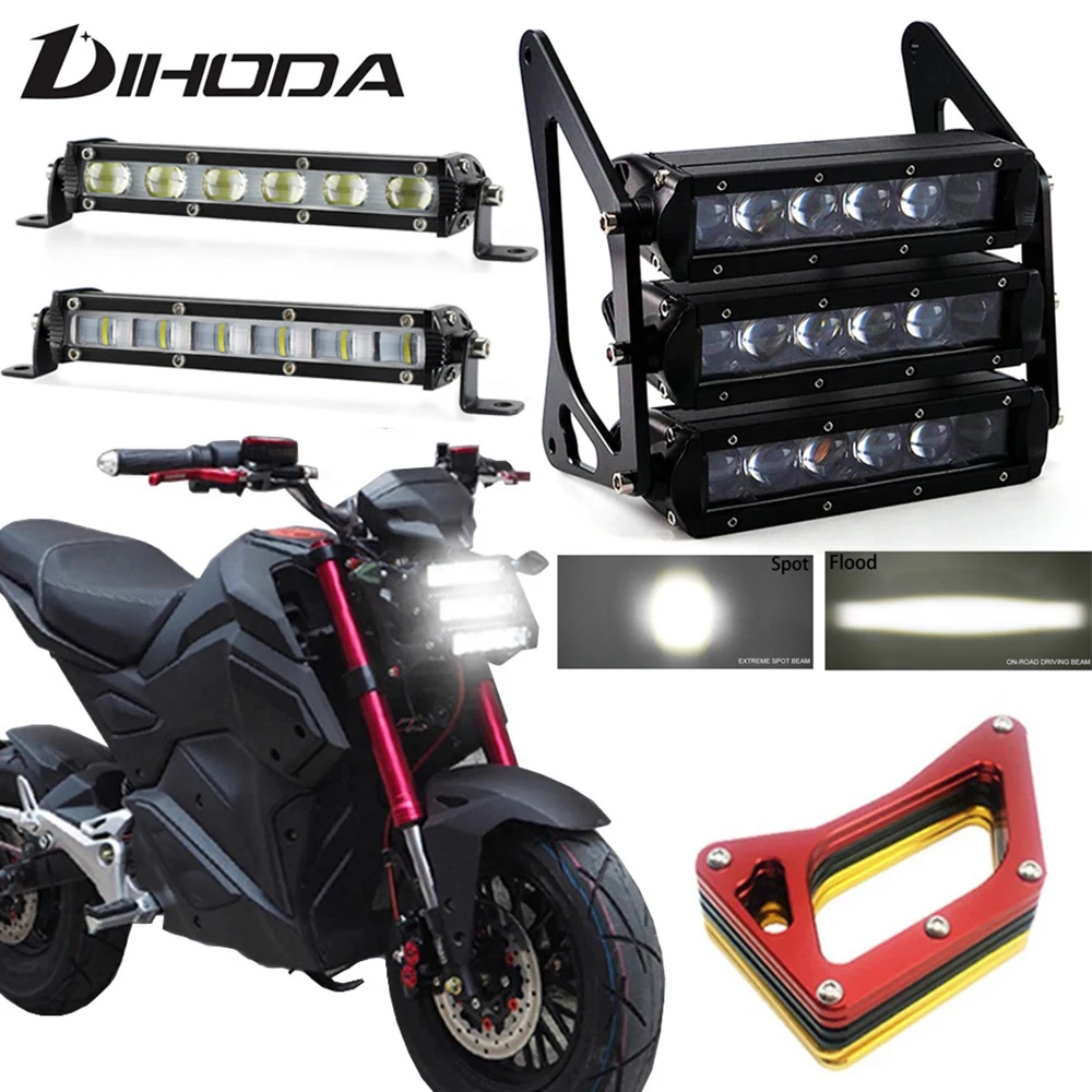 Motorcycle Headlights 90W 12V 3400LM LED Modified three-layer Front Fork Light Lamp 4 color bracket For Honda Grom MSX125 125SF