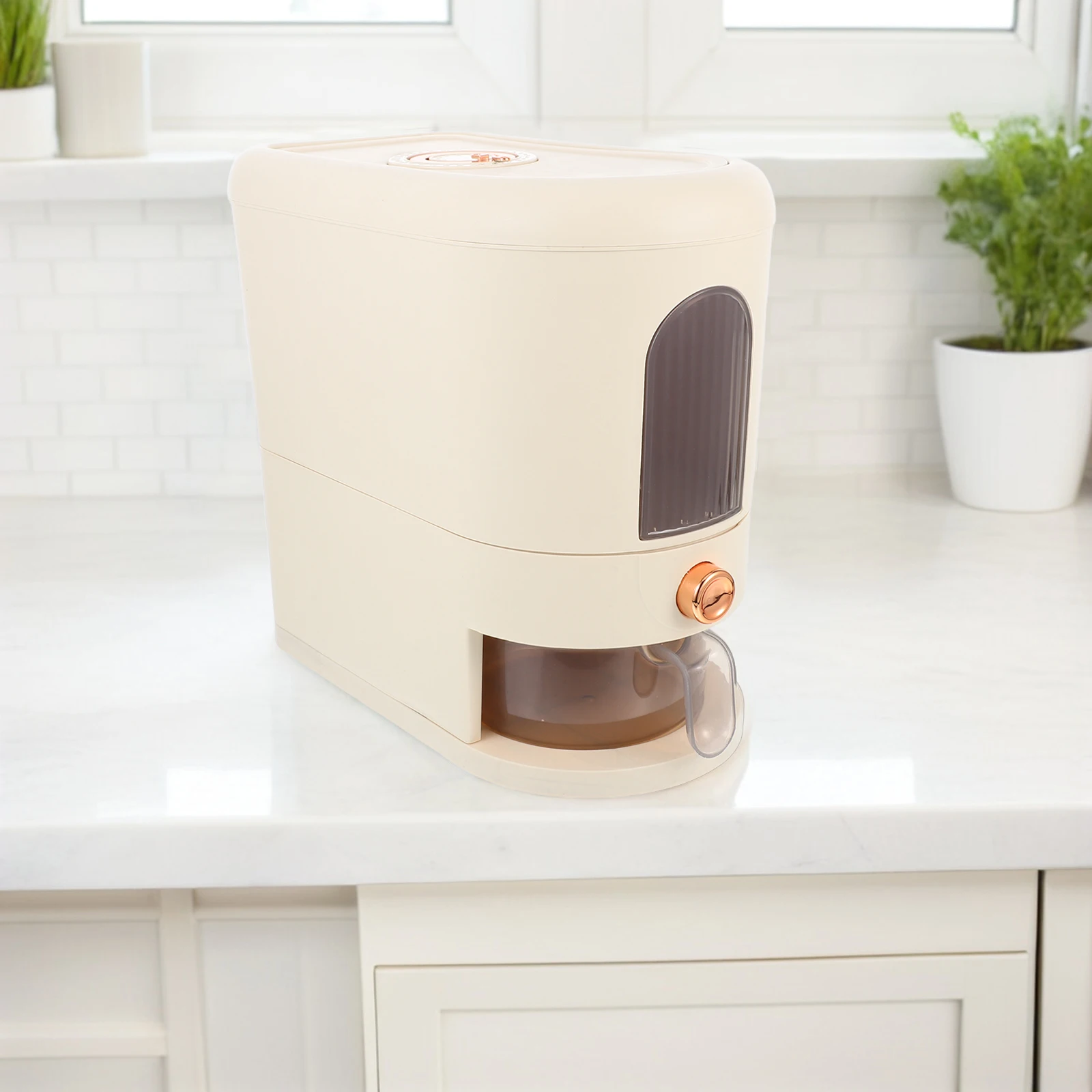 

Rice Dispenser Transparent Storage Container Kitchen Bucket Grains Cereals Pet Food Large Capacity PP Material