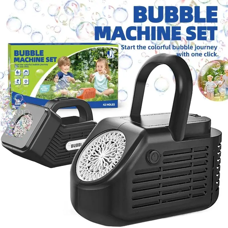 Máquina elétrica portátil de bolhas, 42/20 buracos, brinquedos ao ar livre para festa de casamento, praia, criar surpresas, soprador de bolhas para crianças da família
