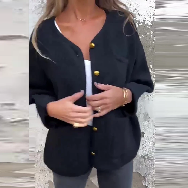 Cardigan maglione con bottoni autunno inverno donna tasca casual manica lunga maglione lavorato a maglia cappotto top femminili