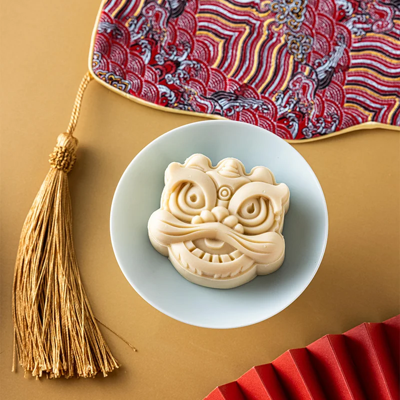 3DMooncake Mold 30g/50g/75g National Tide Style Lion Patterns Mooncake Molds Press Cookie Mould for Mid-Autumnfond fondant molds