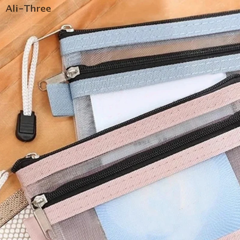 1Pcs Small Mesh Double Layer Coin Bags Bus ID Credit Card Storage Bag Money Wallet Purse Earphone Cable Line Organizer Pouch