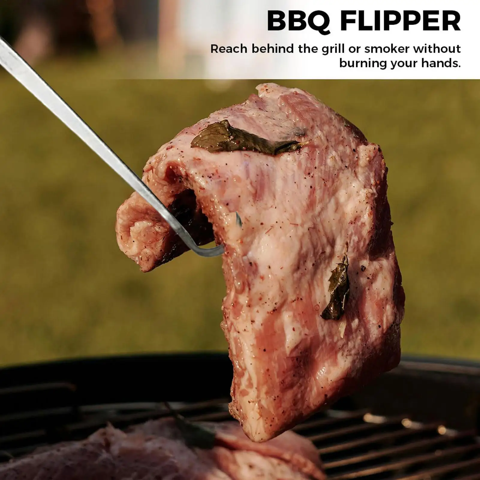 Pigtail Food Flipper Metal Multi-Purpose Grilling Turner Meat Flipper Hook For Outdoor Camping BBQ Grilling Roasting Frying