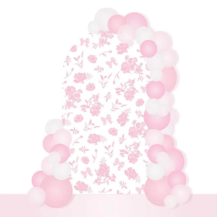 

Mehofond Custom 2-Sided Pink Flowerd Pattern Girls Birthday Party Baby Shower Covers Chiara Arch Wall Background Decor Backdrop
