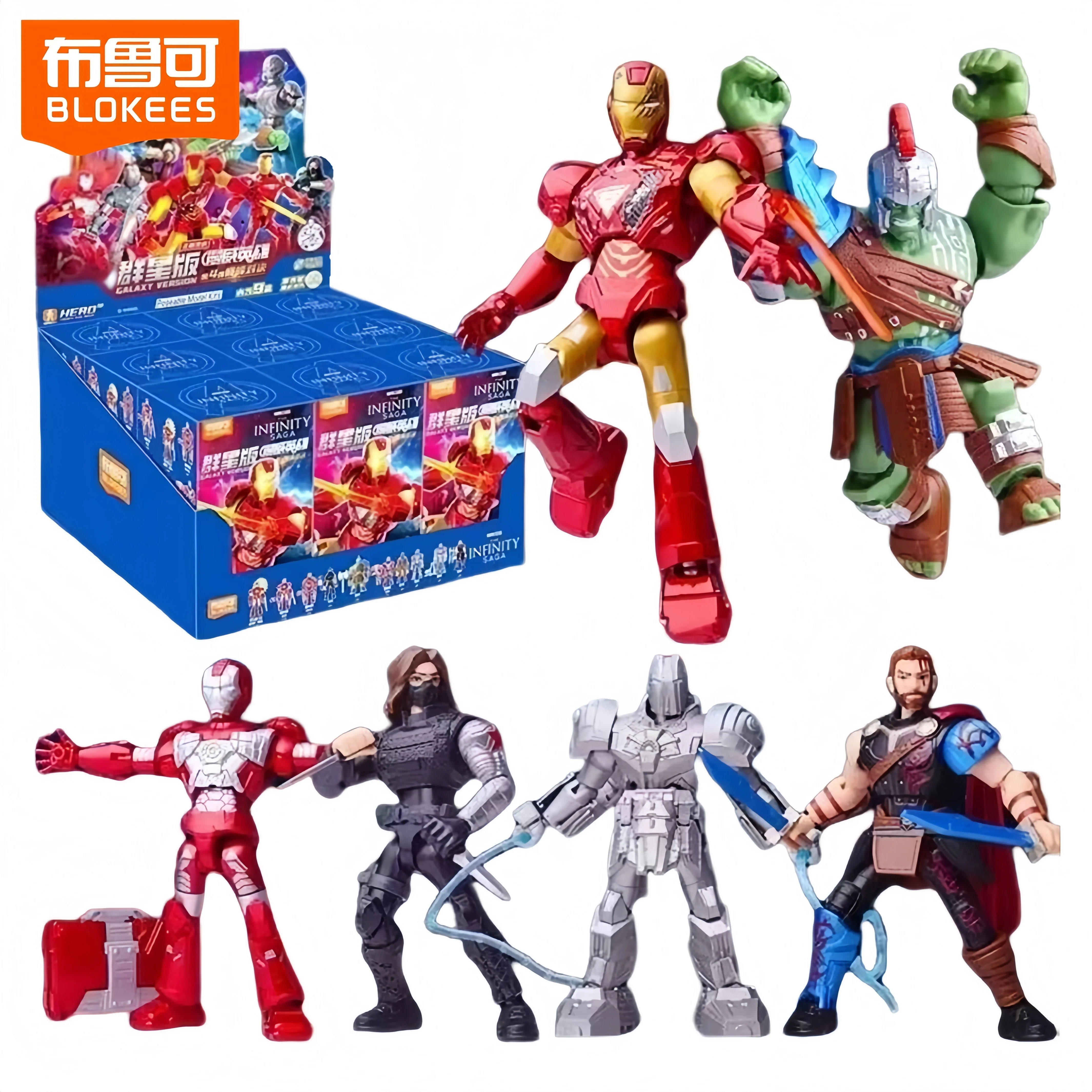 

New Sale Blokees Marvel Figure Blind Box The Infinity Saga Action Figure Iron Man Toys Mk6 Mk5 Thor Hulk Assembly Model Kit Gift