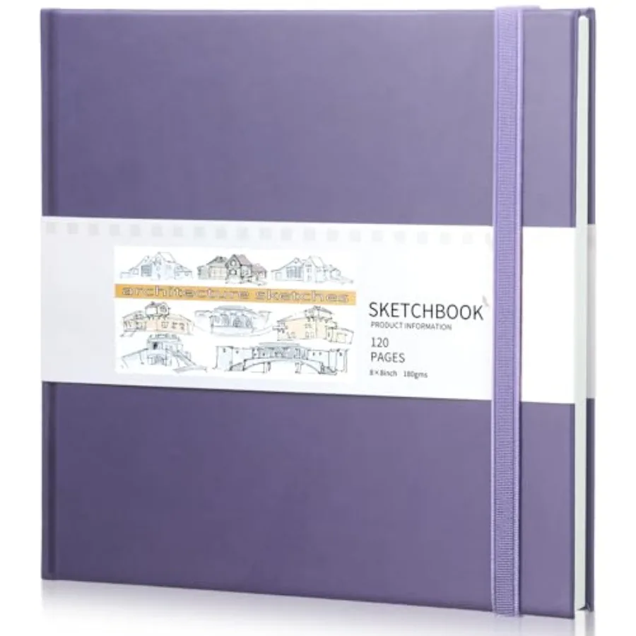 

Back to School Gifts Square Sketchbook 8 x 8 Inch Hardcover Art Sketch Book Drawing Papers 120 Pages, Mixed Media Journal Noteb