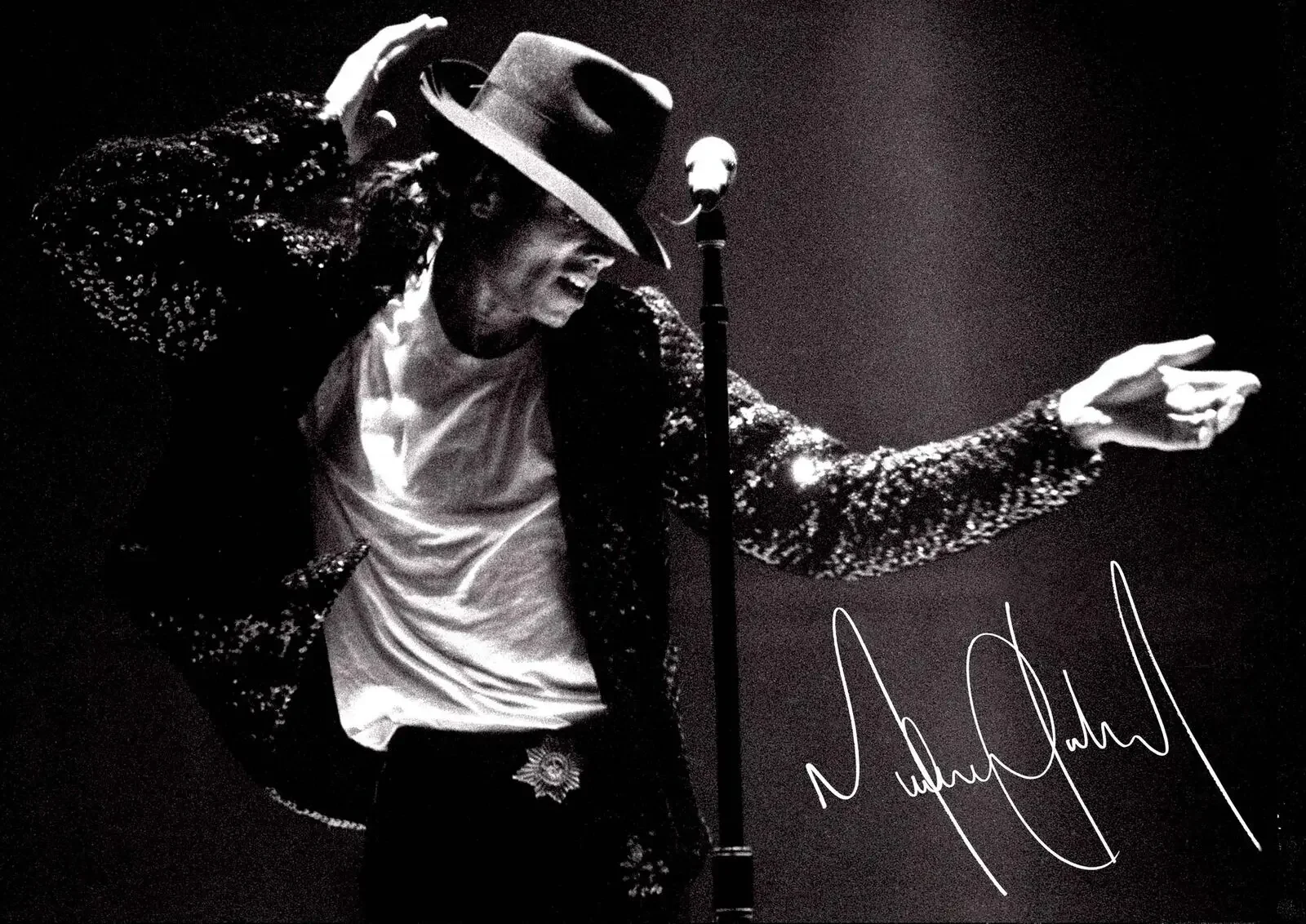 MICHAEL JACKSON CLASSIC MUSIC SIGNATURE, Print Art Canvas Poster For Living Room Decoration Home Wall Picture