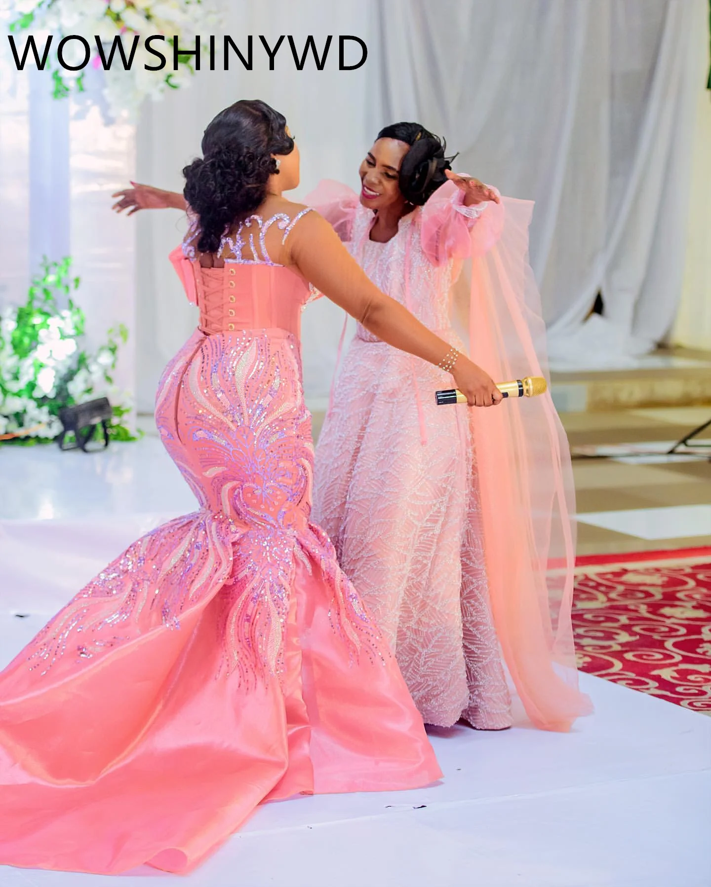 2024 Aso Ebi Pink Mermaid Prom Dresses Crystals Beaded Evening Formal Party Second Engagement Birthday Gowns Dresses ZJ146