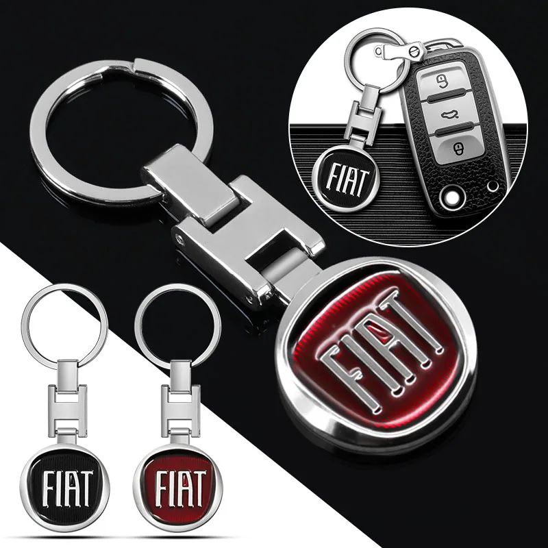 3D Metal Car Logo Key Chain Keyring Auto Interiors Accessories Emblem For Fiat 500 Grande-Punto Astra Bravo Panda Tipo Stilo