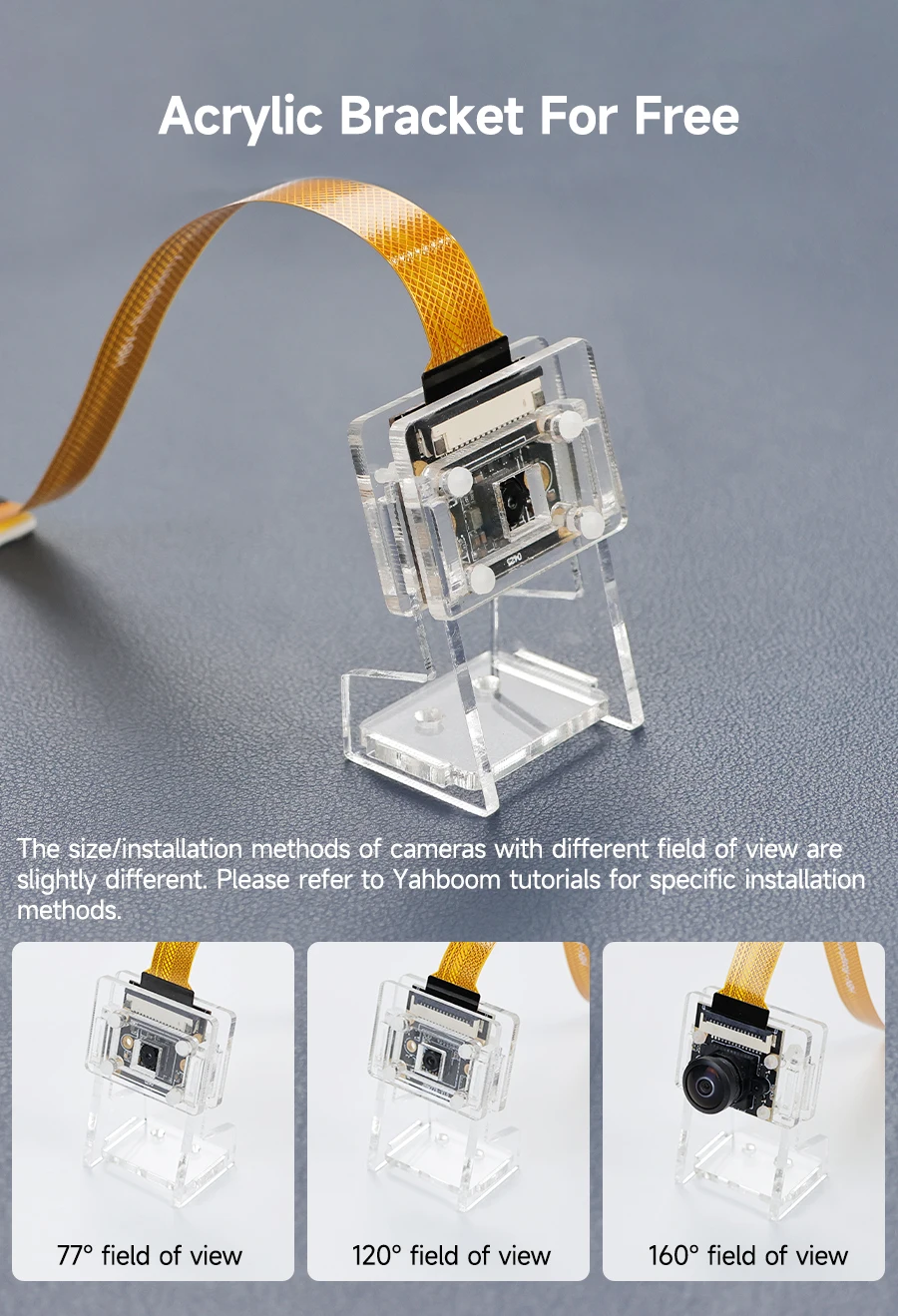 Himbeer Pi 5 Kamera modul mit 8mp imx219 Chip 77 ° 120 ° 160 ° Fov zur Auswahl mit hochwertiger Acryl halterung 22pin-fpc Kabel – Detail 5