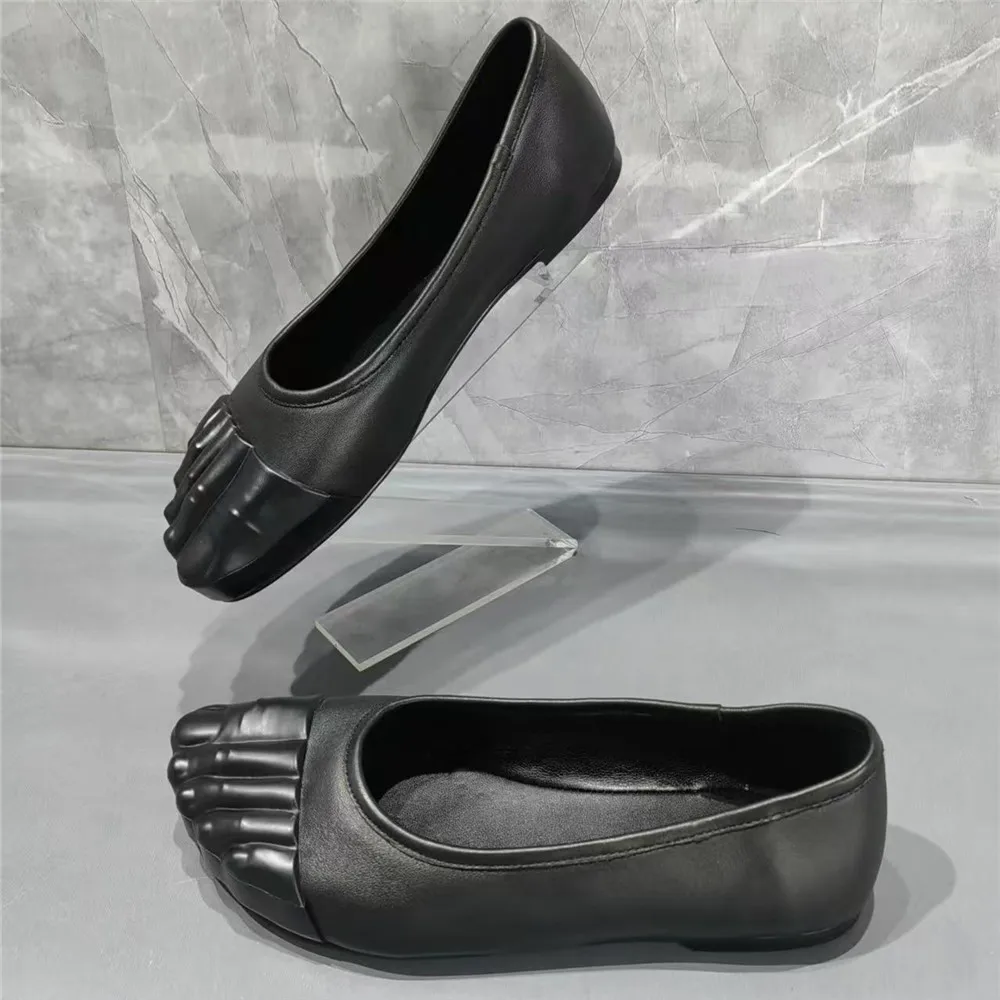 

2025 Autumn Women Flats Shallow Shoes for Woman's Genuine Leather Round Toe Toe Shape Fashion Shoes Ladies Slip-On Casual Shoes