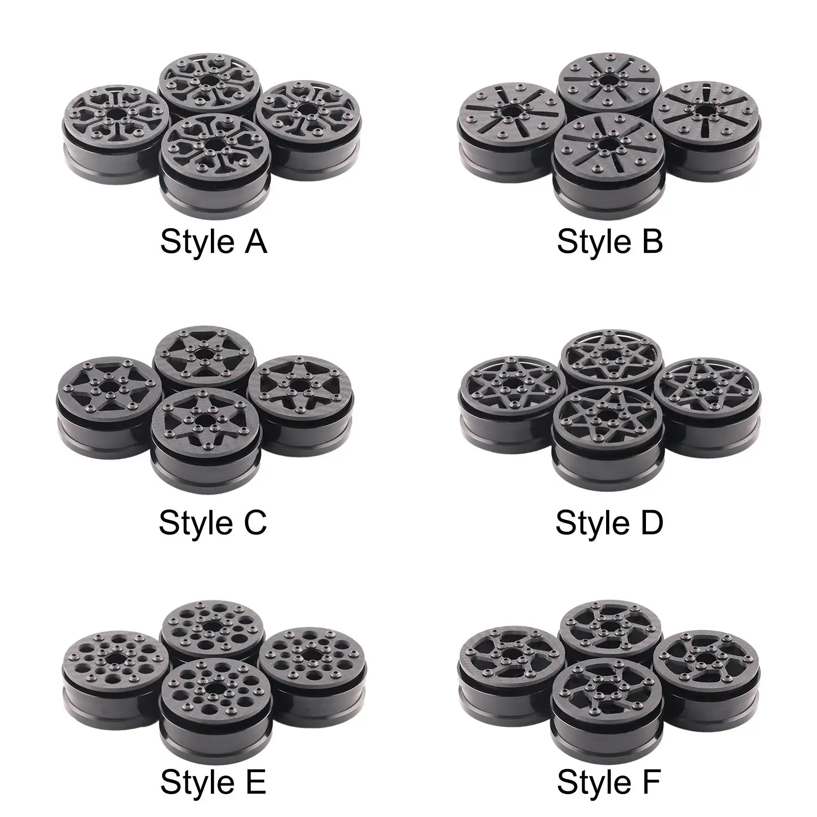 

4 шт. карбоновых колесных дисков 1,9 дюйма, профессиональные запасные части для радиоуправляемых машин, ступицы колес с шестигранником 12 мм для радиоуправляемых краулеров 1/10 SCX10, замена