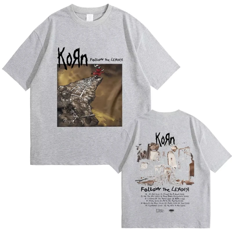 2026 الصيف روك باند كورن اتبع الزعيم نمط تي شيرت نادر نو المعادن الموسيقى تي شيرت الرجال القوطية الرجعية القطن فضفاض تي شيرت #3