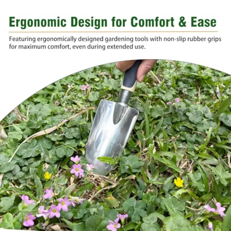 Conjunto de ferramentas de jardim, 9 peças, conjunto de ferramentas de jardinagem resistente com bolsa de ferramentas elegante, vários bolsos de armazenamento, durável, jardim e capina