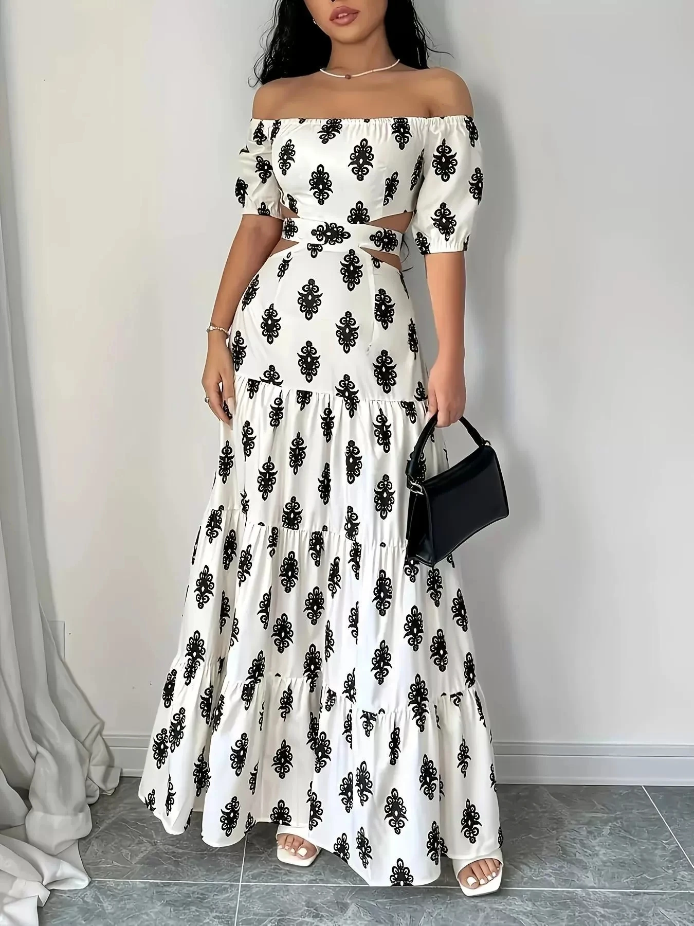 Robe longue à imprimé Floral pour femmes, nouvelle collection d'été, ligne a, asymétrique épaule dénudée, ceinture, Style vacances, robe à la mode pour femmes