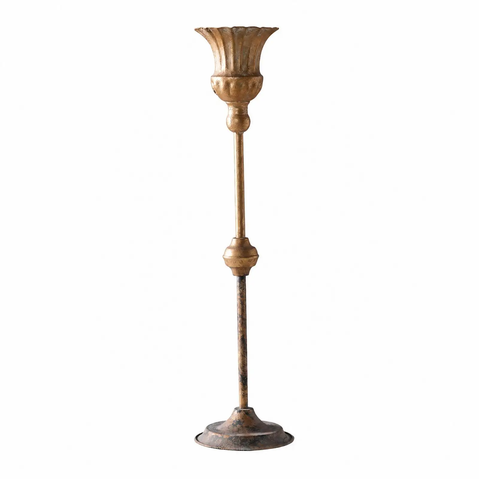 Decorative Bronze Candle Stand with Flared Cup Pedestal Base for Wedding Home