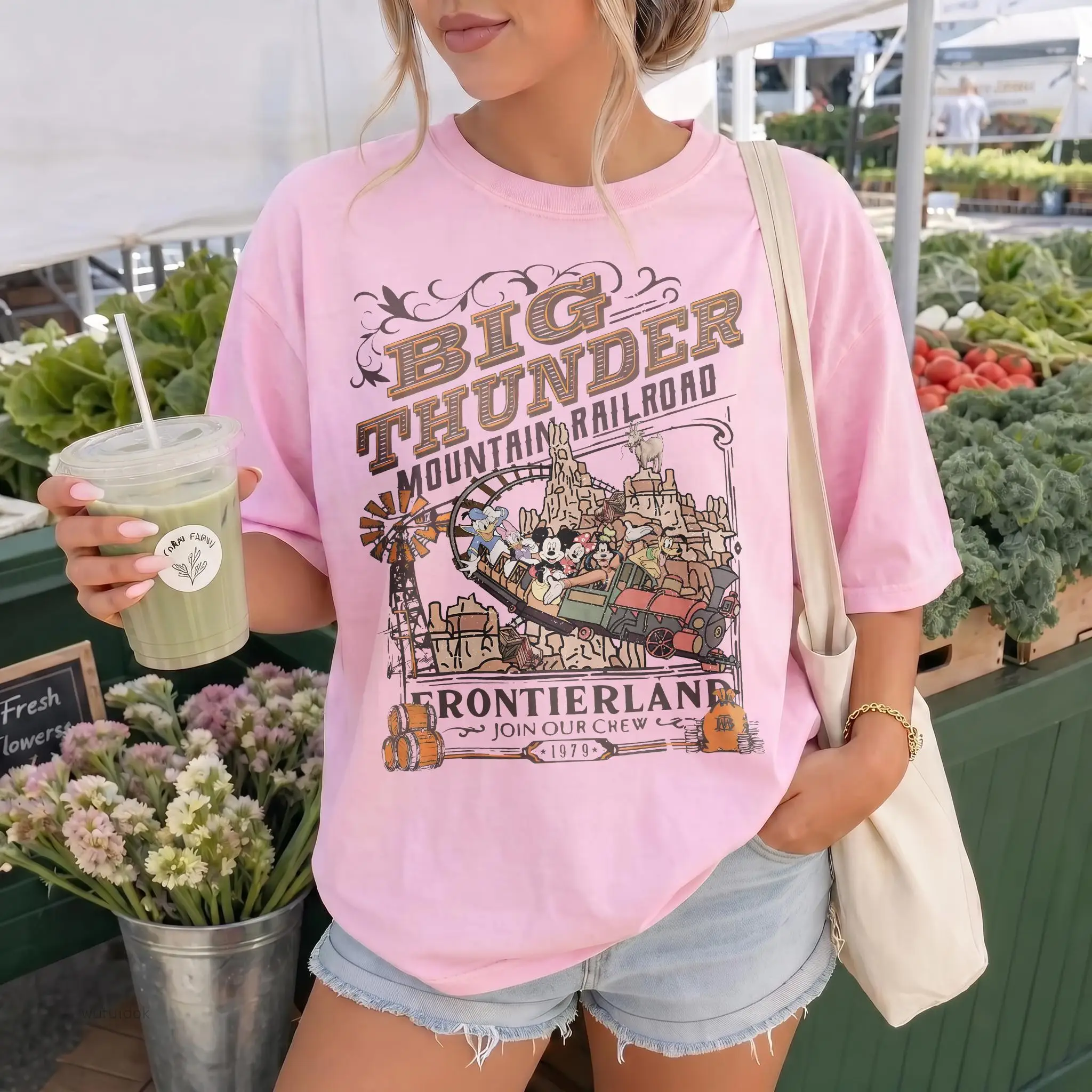 2026 new Retro Western Mountain Coaster Pattern Printed Men's and Women's Universal Retro T-Shirt