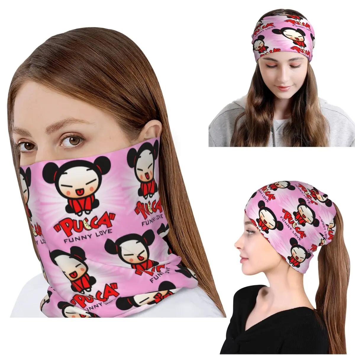 

Pucca Bandana Neck Gaiter Face Scarf Multifunction Headwear Beanies Hat for Men Women Adult Windproof