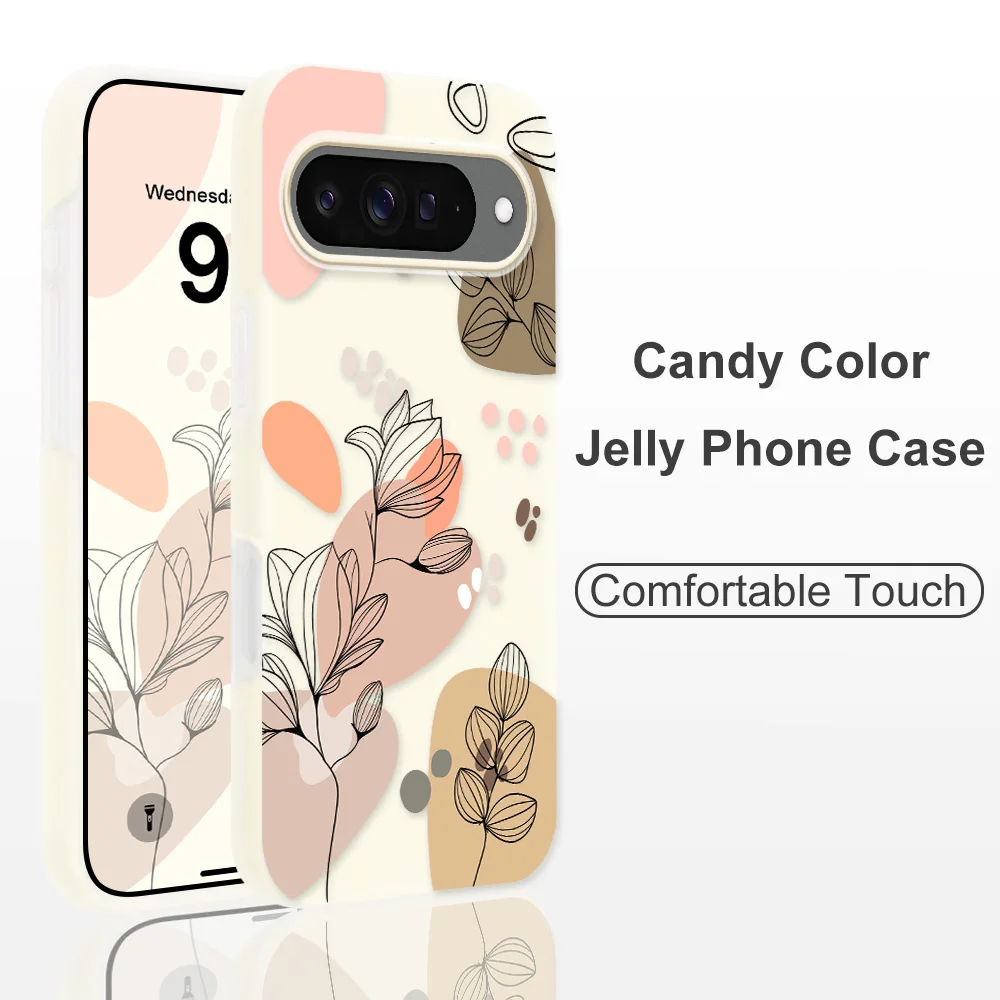 

Simple Flowers Phone Case For Google Pixel 10 9 8 8A 7 7A Pro XL 4G 5G Candy Colored Cover