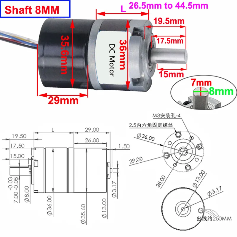 DC Brushless Planetary Geared Motor 12V 24V Long Life High Torque Low Speed Reversible Adjustable Speed Built-in Brushless Drive