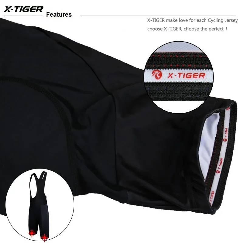 X-TIGER Cycling Bibs Shorts Gel Pad Pro MTB Road Bike Bibs Shorts Breathable Men Mountain Biking Bibs Shorts Cycling clothing
