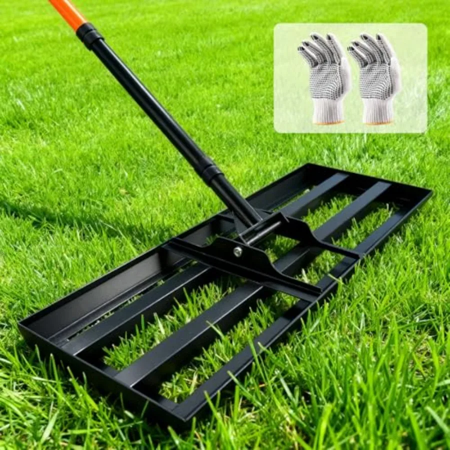

Lawn Leveling Rake 30"x10" Heavy Duty Lawn Leveler Tool with 78" Adjustable Handle Curved Edge and Anti-Fracture Connectors Lev
