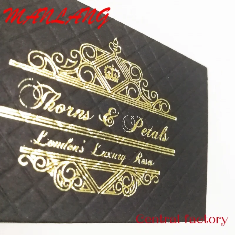 Custom  Custom modest luxury black embossed business card printing with gold foil stamping