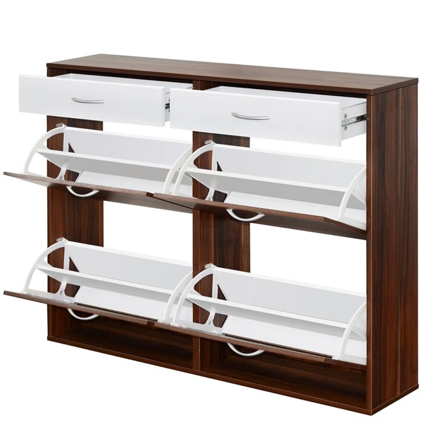 New Design Hot Sale Cheap shoe cabinet with 3 flap drawers and storage shelf Wooden Furniture Large Storage