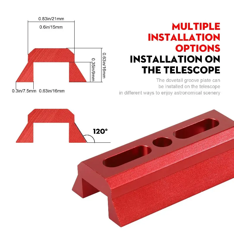Picture 4: Datyson – Metal Base 42/45/48/60/90/120/150/180/210/240mm, Starlight Guidescope, Mini Dovetail Plate, Red Astronomy Accessories