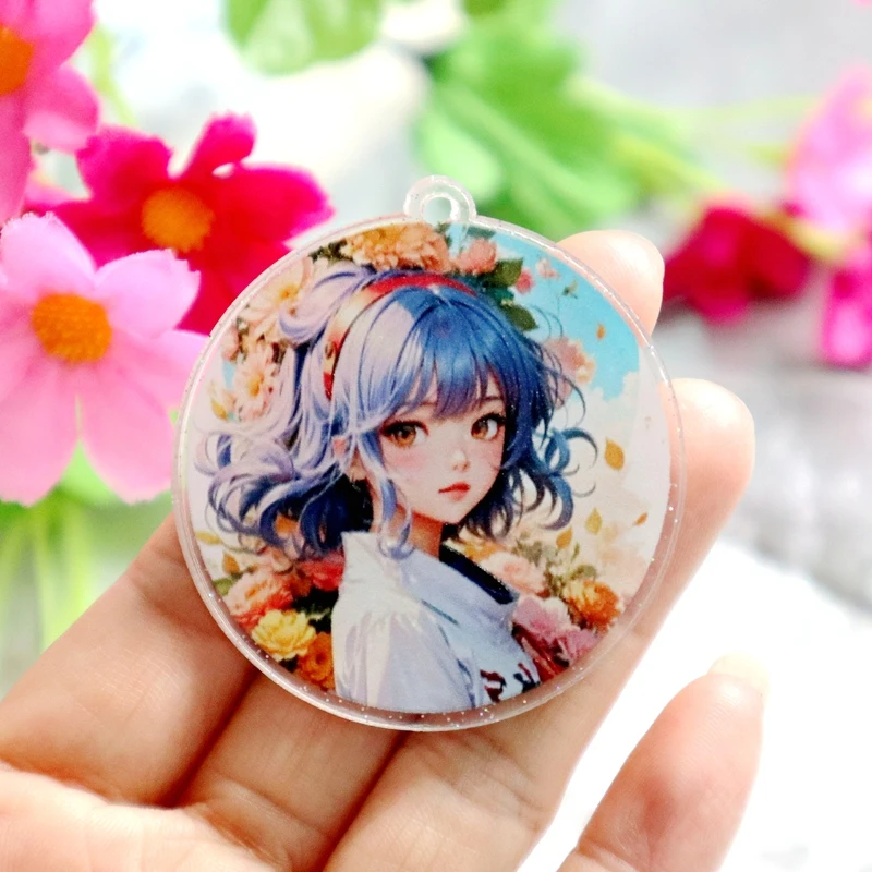 2pcs Anime Fairy Angel Acrylic Pendant Colorful Double-sided Charms DIY Necklace Bracelet Earrings Jewelry Keychain Bag Dangle