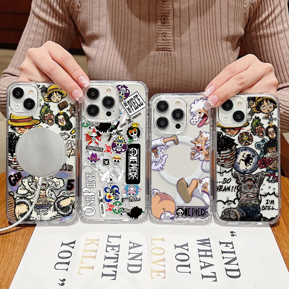 HOT Anime Ones Pieces Magnetic Phone Case for Samsung Galaxy S25 S24 S23 S22 S21 S20 FE Edge Plus Ultra 5G Soft Clear TPU Cover