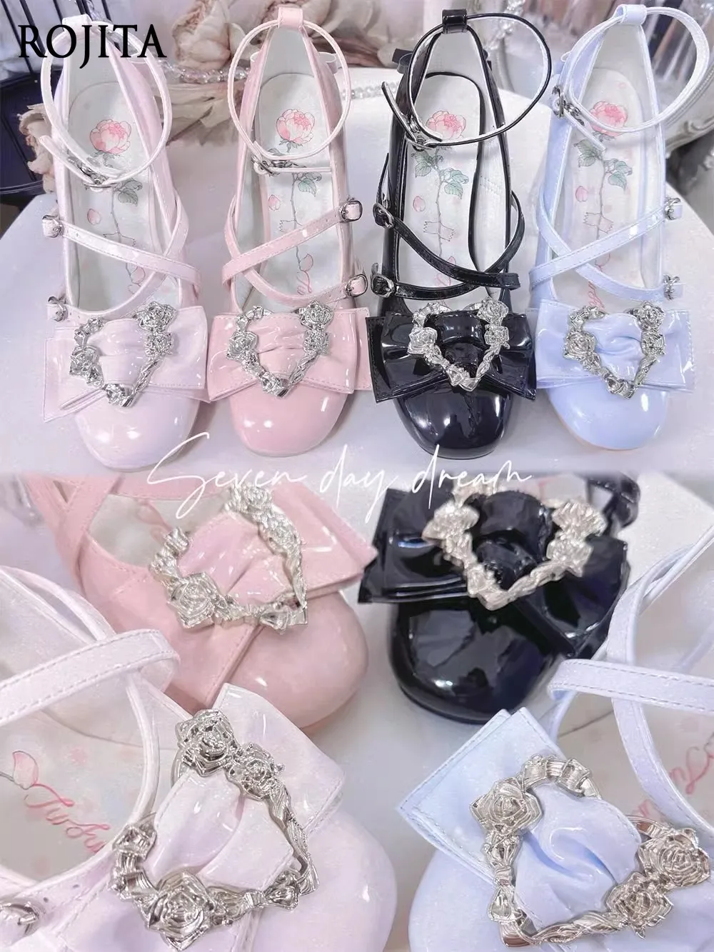 

High-heeled Single Shoes Original Lolita Exclusive Love Buckle Japanese Mary Jane Shoes Transparent Heel Square Root Women Shoes