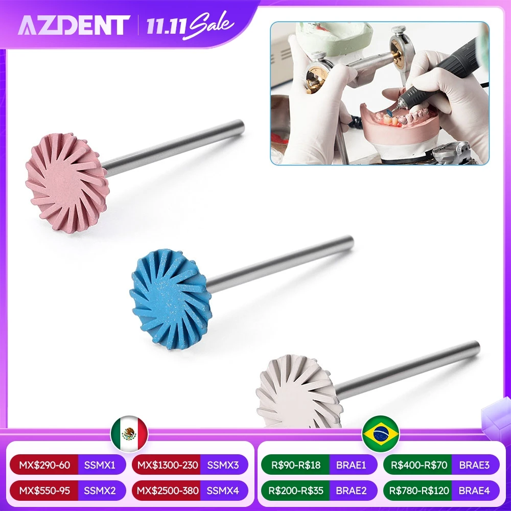 

3 Pcs/Box AZDENT Dental Composite Polishing Diamond HP Disc 14mm Wheel Coarse Medium Fine Kit HP 2.35mm for Ceramic Zirconia