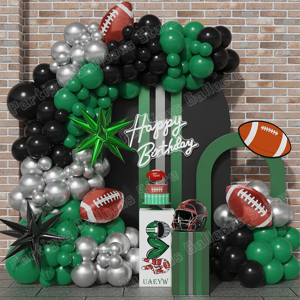 

124pcs Rugby Player Theme Balloon Garland Arch Baby Boy Teenager Birthday Air Globos American Football Sports Theme Party Decor