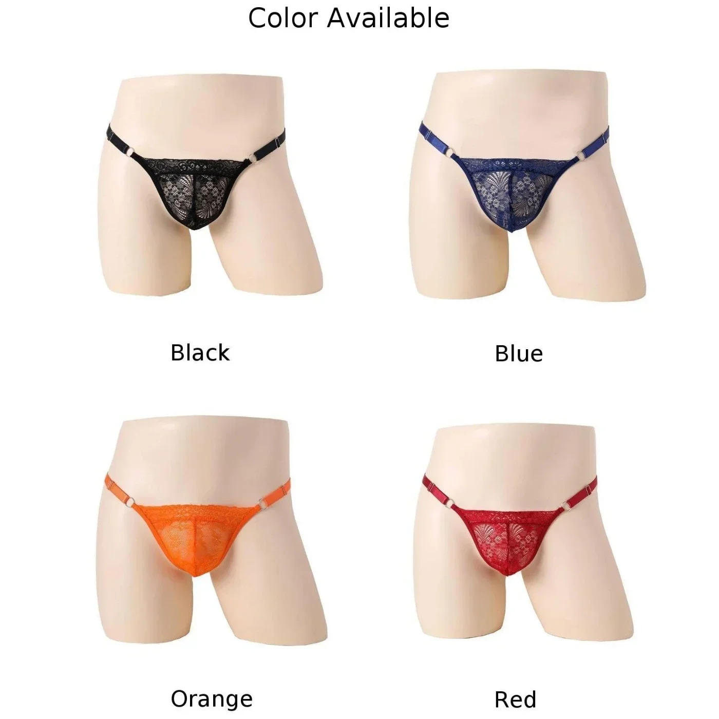 Men Sexy Men\'s Lingerie Low Waist Lace Rings Underwear Bulge Pouch Briefs Underpants Sexy Underwear For Men G-String Thongs