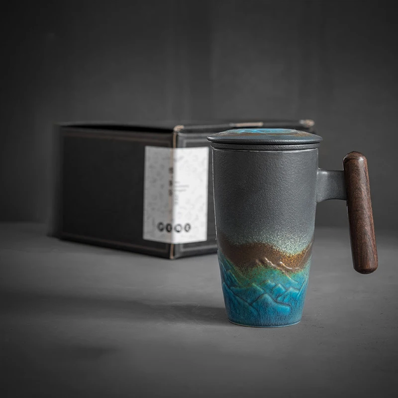 

Large Capacity Mugs Ceramic with Lid Tea Cup Office Filter Tea Cup Kung Fu Handmade Mug Home Tea Accessories Friends Gift Set